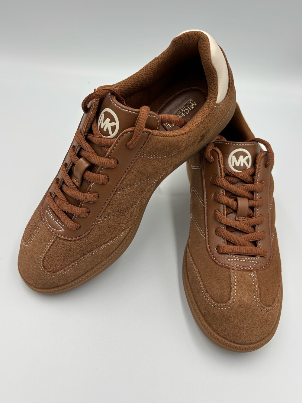 Michael Kors Benny Quilted Suede Leather Sneakers Brown Luggage Women’s 7.5 NIB